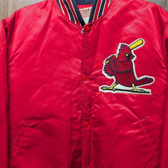 80s St Louis Cardinals MLB Starter Satin Bomber Jacket - Picture 3 of 8